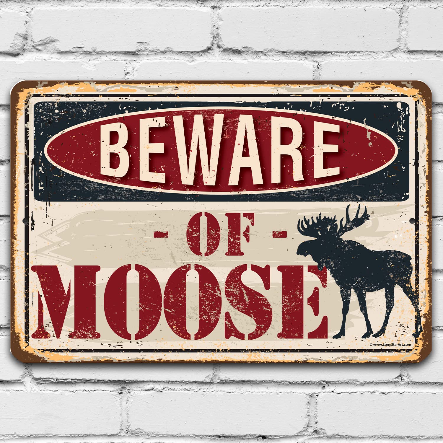 Outdoor Hunting House - Letrero Metálico Rústico 'Beware of Moose'